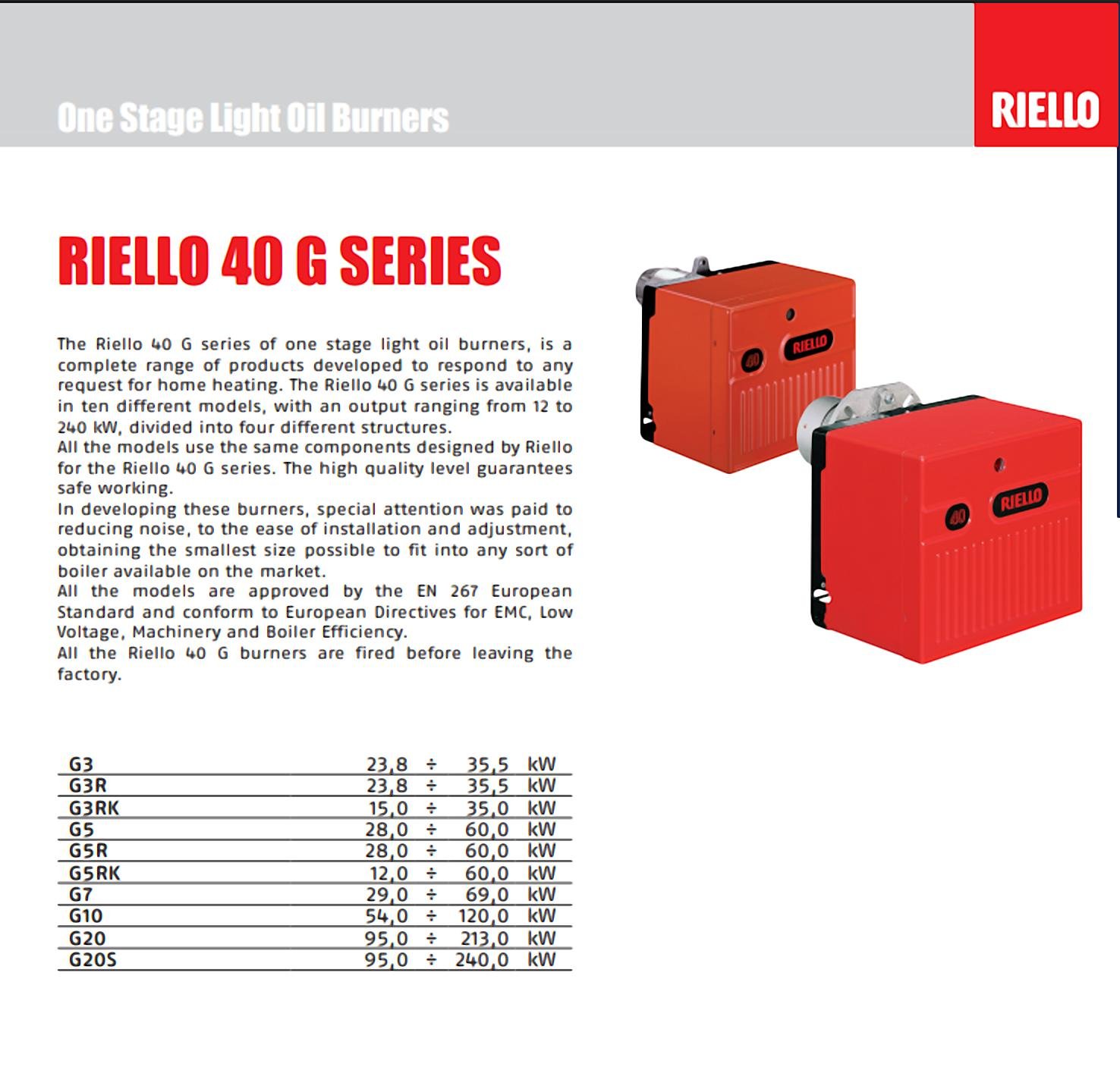 RIELLO 40 G20S burner solar 1 stage - harga per set - original made in italy - Gambar 2