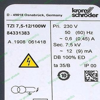 KROM SCHRODER TZI 7,5-12/100W trafo burner