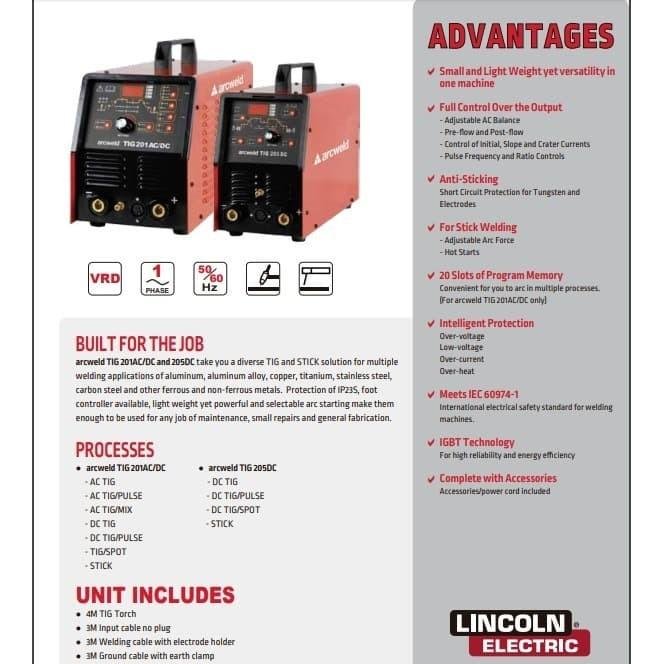 Mesin Las Lincoln Arcweld TIG 201 AC/DC - Gambar 4